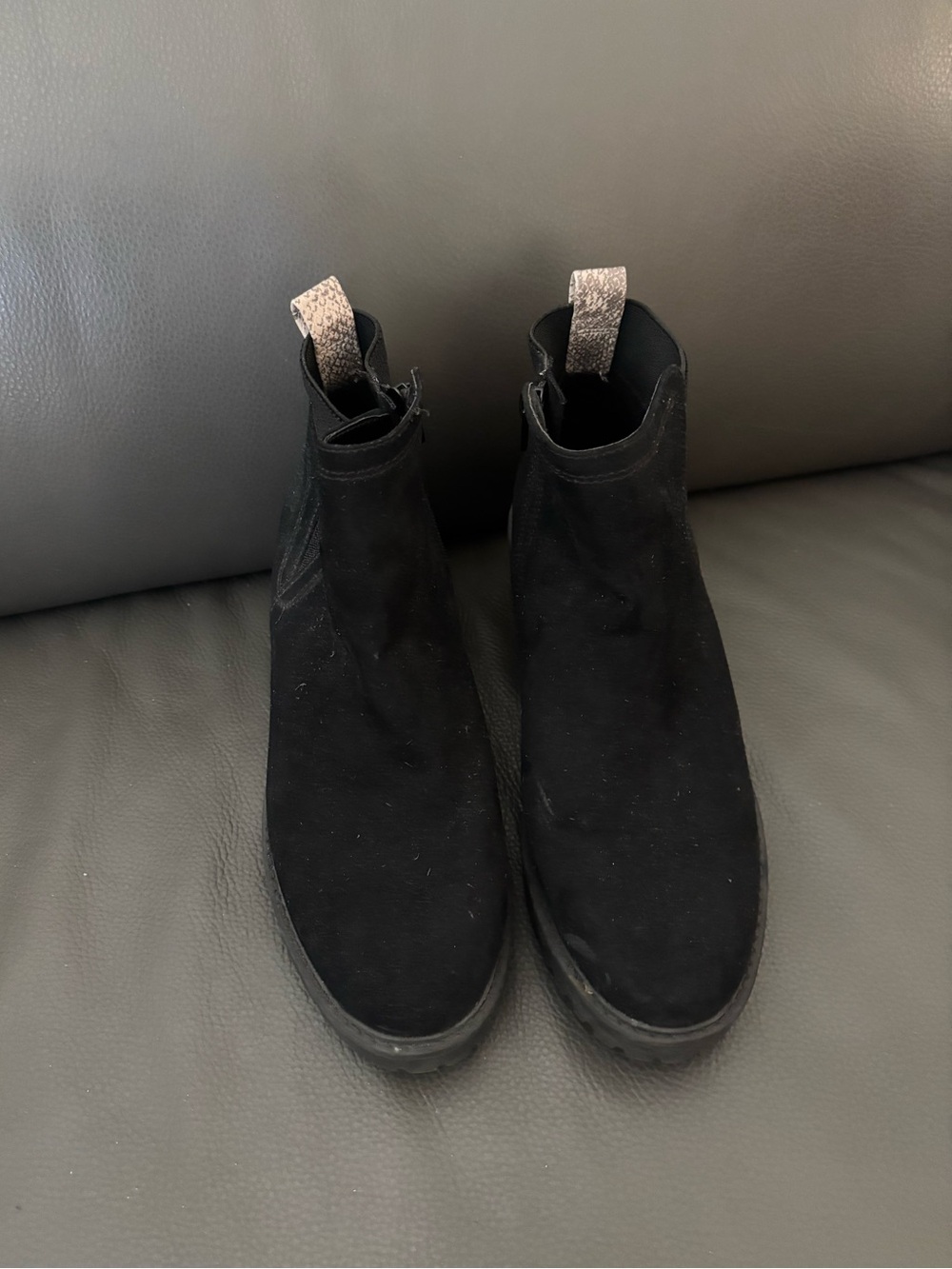 Universal Thread Women's Black Suede Chelsea Ankle Boots with Pull Tabs